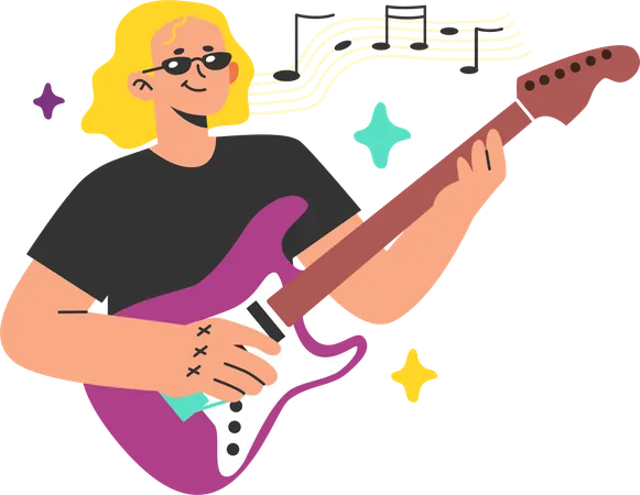 Hombre tocando la guitarra  Ilustración