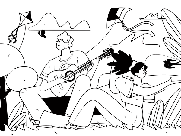 Hombre tocando la guitarra  Ilustración