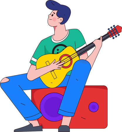 Hombre tocando la guitarra  Illustration