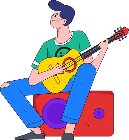 Hombre tocando la guitarra  Illustration