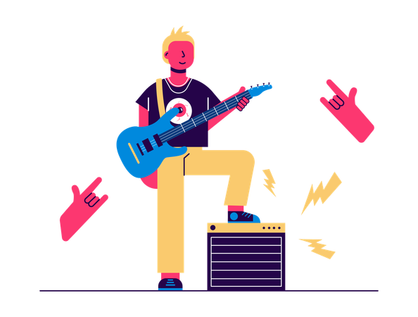 Hombre tocando la guitarra  Ilustración