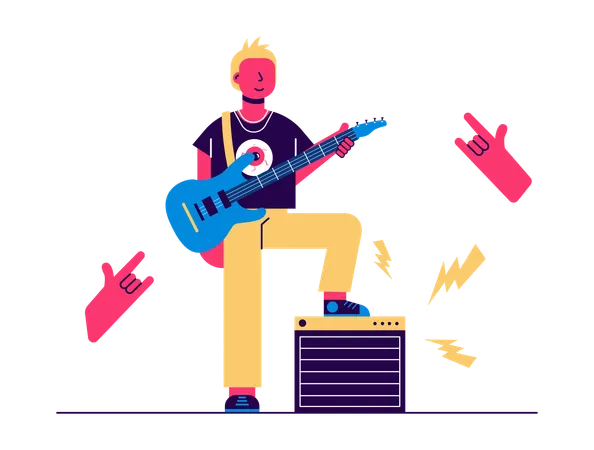 Hombre tocando la guitarra  Ilustración