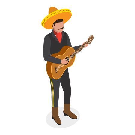 Hombre tocando la guitarra  Illustration