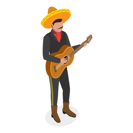 Hombre tocando la guitarra  Illustration