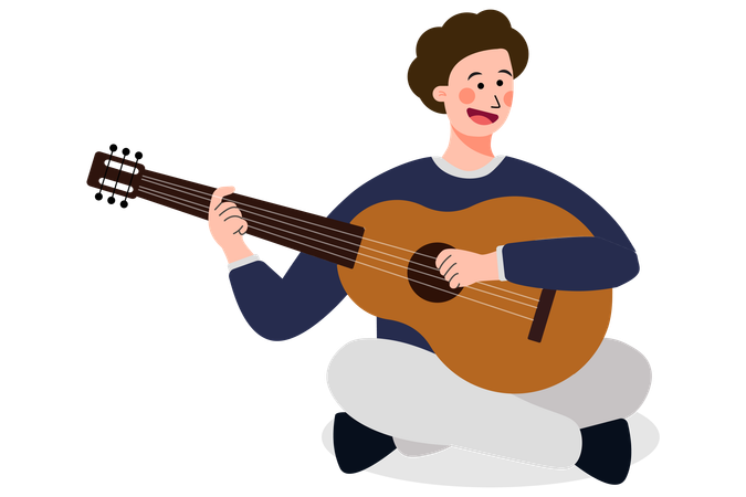 Hombre tocando la guitarra  Ilustración