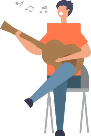 Hombre tocando la guitarra  Ilustración