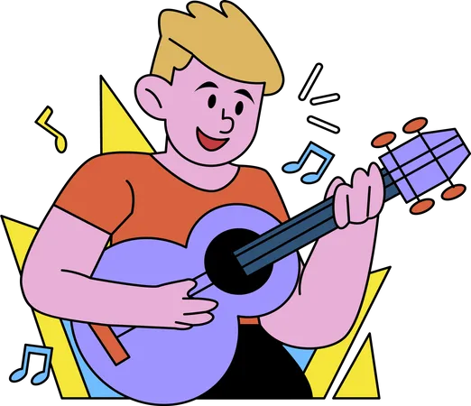 Hombre tocando la guitarra  Ilustración