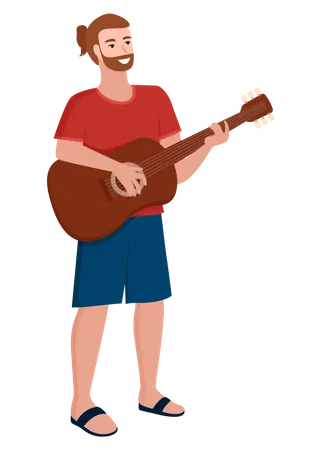 Hombre tocando la guitarra  Ilustración