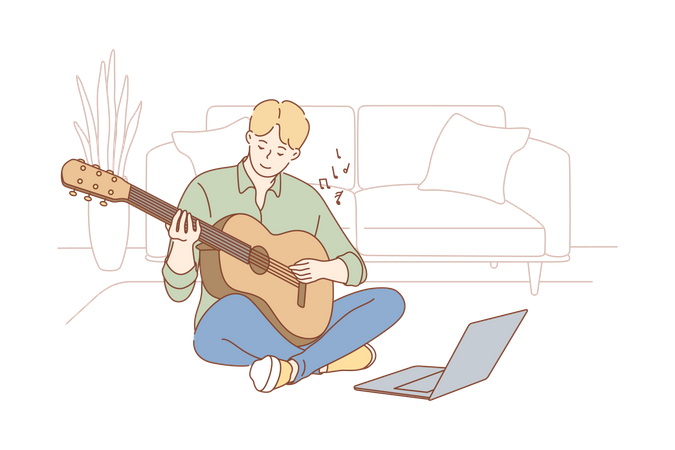 Hombre tocando la guitarra  Ilustración