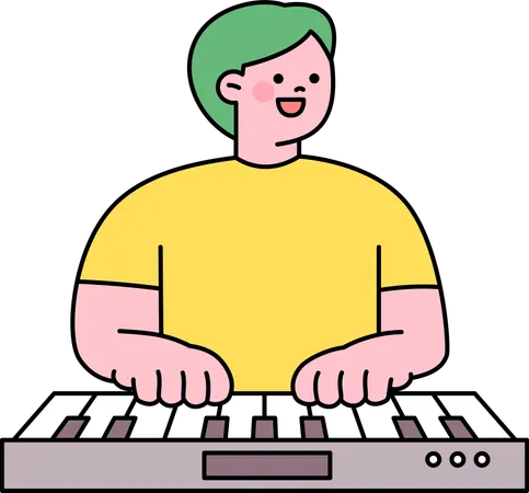 Hombre tocando el piano  Ilustración