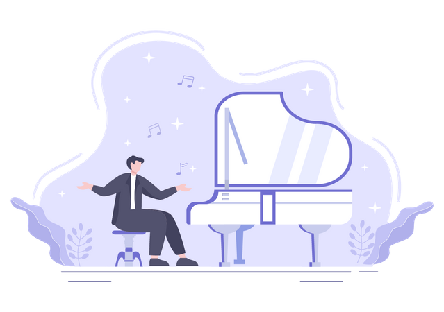 Hombre tocando el piano  Ilustración