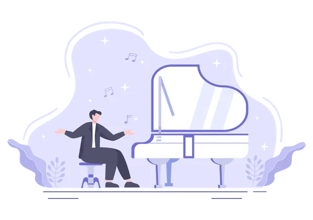 Hombre tocando el piano  Ilustración