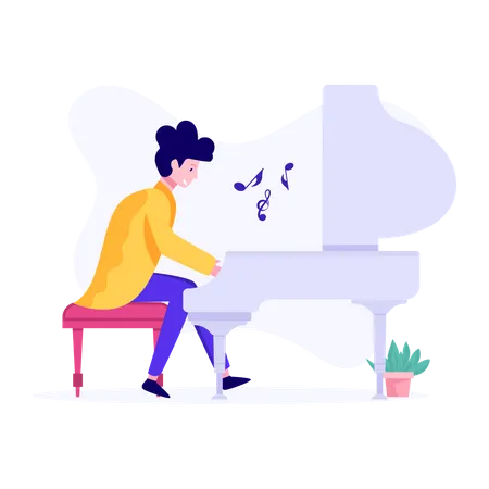 Hombre tocando el piano  Ilustración