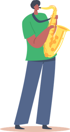 Hombre tocando el saxofón  Ilustración