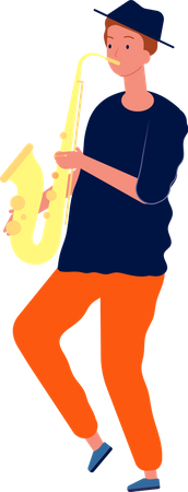 Hombre tocando el saxofón  Ilustración