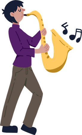 Hombre tocando el saxofón  Ilustración