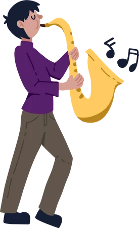 Hombre tocando el saxofón  Ilustración