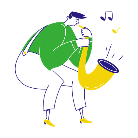 Hombre tocando el saxofón  Ilustración