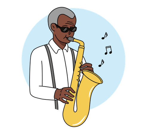 Hombre tocando el saxofón  Ilustración