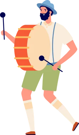 Hombre tocando el tambor  Ilustración