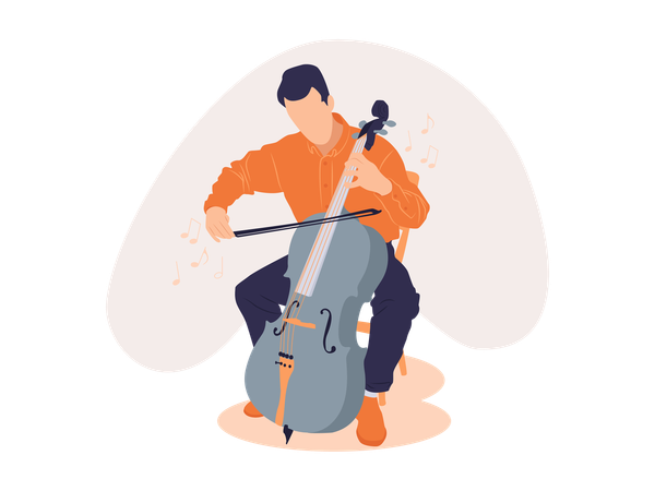 Hombre tocando el violonchelo  Ilustración