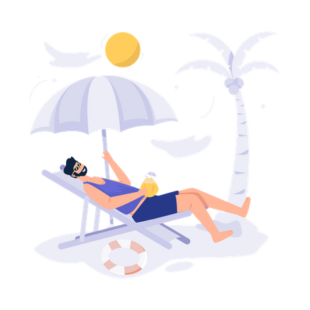 Hombre tomando el sol  Ilustración