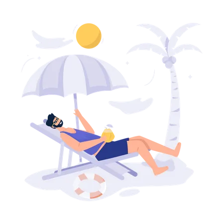 Hombre tomando el sol  Ilustración