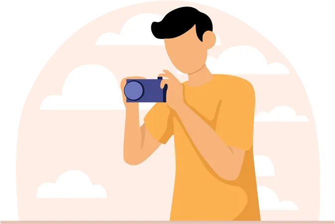 Hombre tomando foto  Ilustración