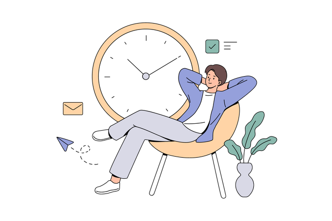 Hombre tomando un descanso de las horas de trabajo  Ilustración