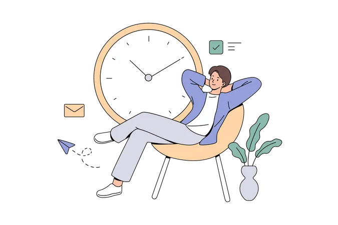 Hombre tomando un descanso de las horas de trabajo  Ilustración