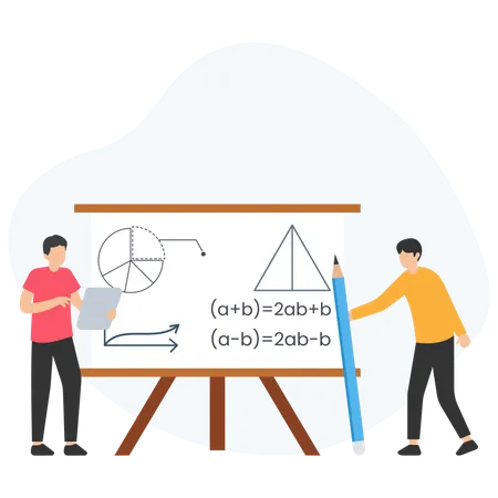 Hombre tomando una conferencia de matemáticas  Ilustración