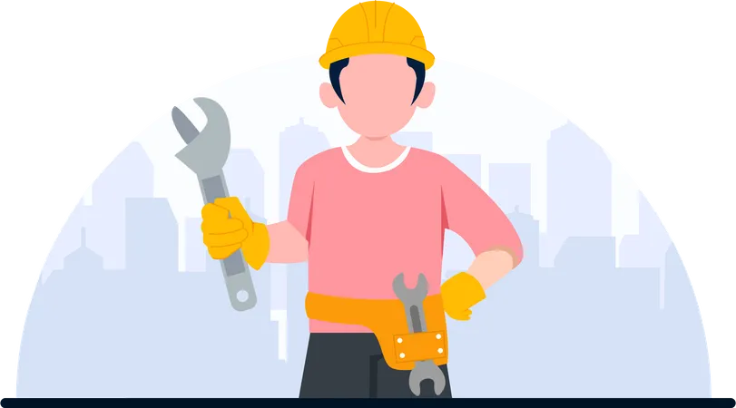 Trabajador de la construcción masculino  Ilustración