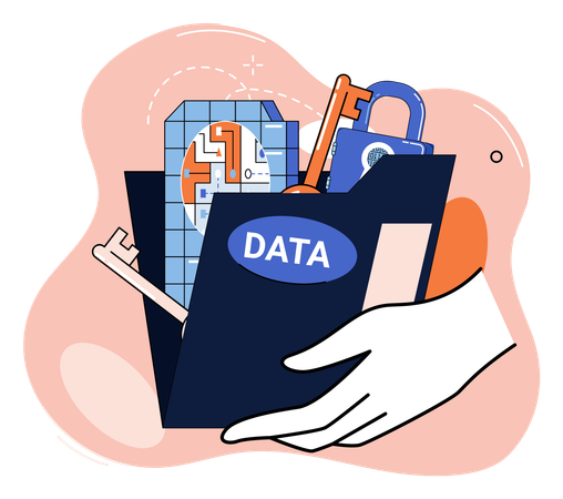 Hombre trabajando con datos empresariales  Illustration
