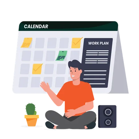 Hombre trabajando con plan  Illustration