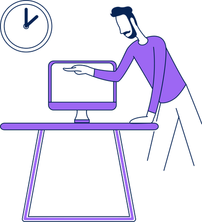 Hombre trabajando en la computadora  Ilustración