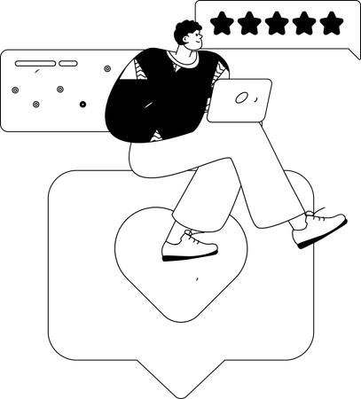 Hombre trabajando en análisis de retroalimentación  Ilustración