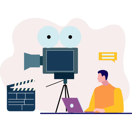Hombre trabajando en la película  Ilustración