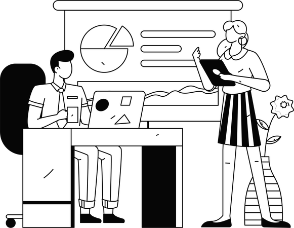 Hombre trabajando en marketing de referencia  Illustration