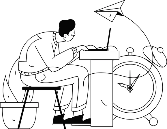 Hombre trabajando en el ranking SEO  Ilustración