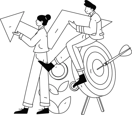 Hombre trabajando en el ranking SEO  Ilustración