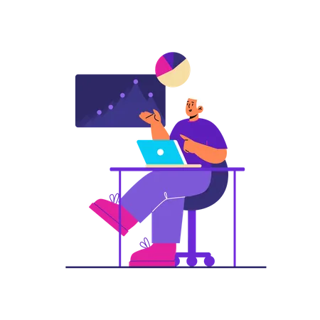 Hombre trabajando en proyecto de desarrollo web  Ilustración