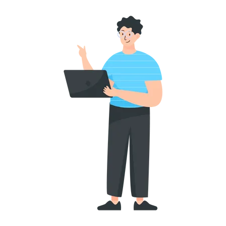 Hombre trabajando en tableta  Ilustración