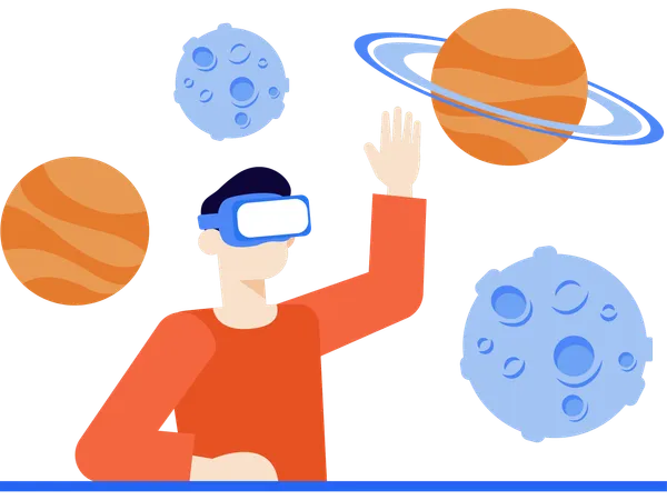Hombre trabajando en tecnología espacial  Ilustración