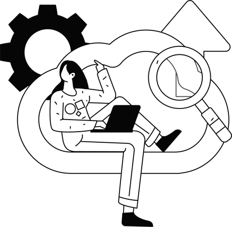 Hombre trabajando en la computadora portátil  Ilustración