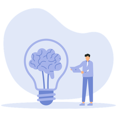 Hombre trabajando idea de negocio  Ilustración