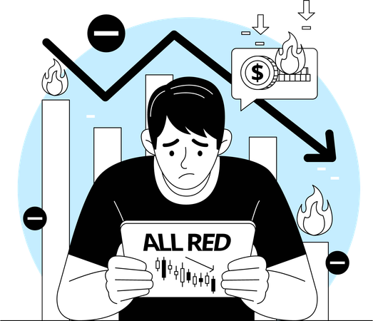 El hombre se siente triste por sus acciones  Ilustración