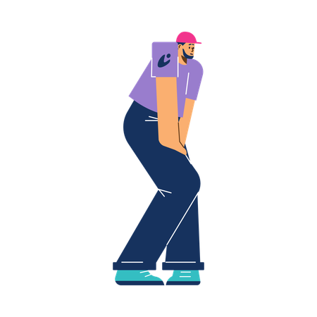 Hombre triste que quiere ir al baño  Ilustración