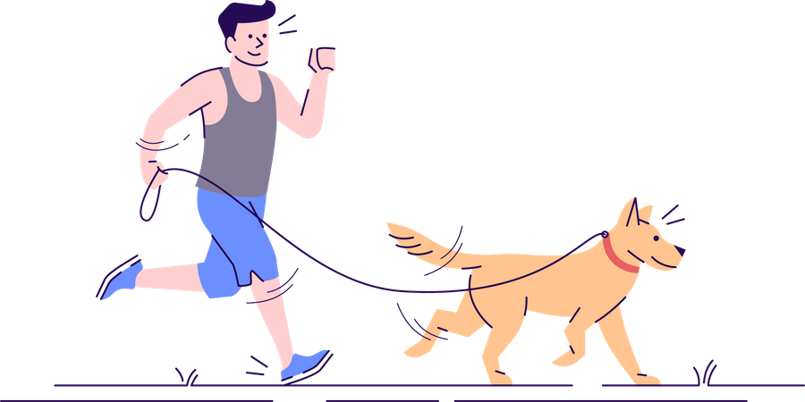 Hombre corriendo con perro  Ilustración