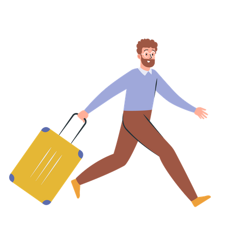 Hombre turista con equipaje  Ilustración