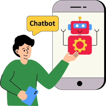 Hombre usando Chatbots  Ilustración